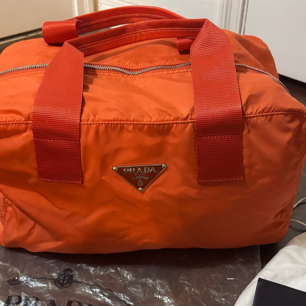 PRADA Semitracolla Vitello Vela Sport Bag - Orange   Authenticity cards included - Picture 2 of 11